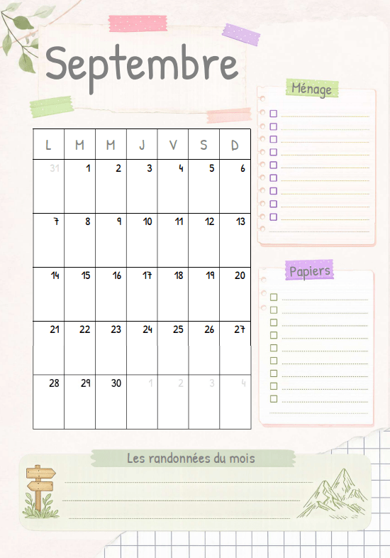 Mon agenda personnel 2026-2027 à&nbsp;imprimer